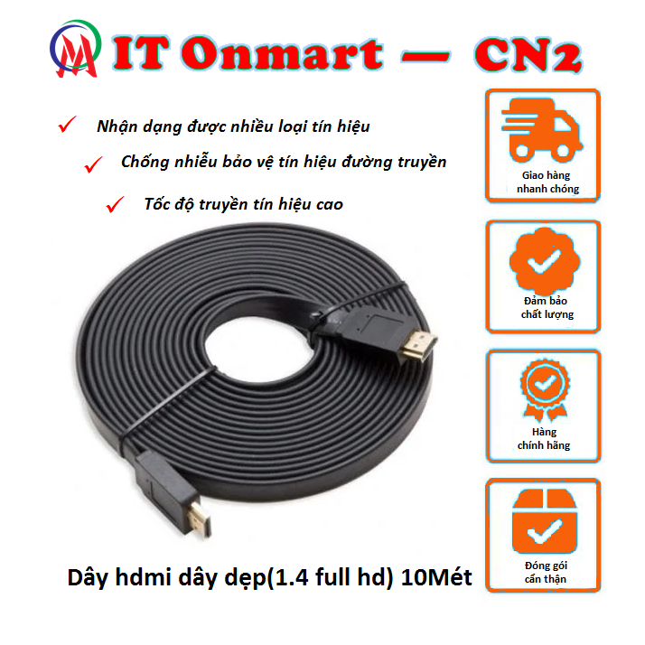Dây hdmi dây dẹp(1.4 full hd) 10M, HDMi dây tròn
