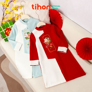  Áo dài bé trai TIHON cao cấp chất liệu dạ mềm mịn in hình bé đồng hoa sen AD0750871 