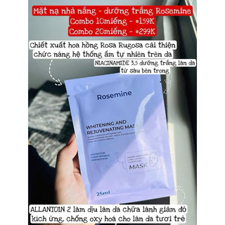   ĐMN   Túi 10 Miếng  Mặt Nạ Trắng Da Rosemine Whitening And Rejuvenating Mask 