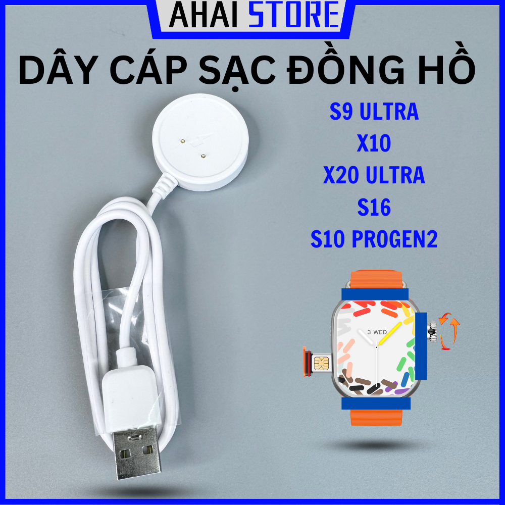 Dây cáp sạc đồng hồ Android S9 ULTRA 5G lắp sim nghe gọi độc lập sạc nhanh không nóng máy AHAI STORE