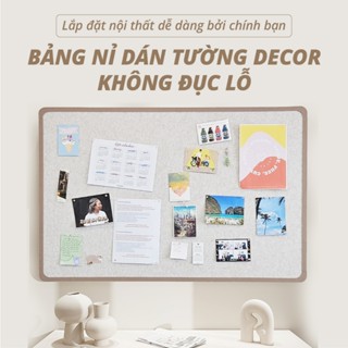 Bảng nỉ dán tường SNOW MON decor không đục lỗ -  Felt board bảng dán tường trang trí, ghim giấy note, postcard