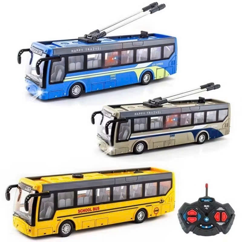 Nhiều mẫu xe bus đồ chơi điều khiển 4 chiều có đèn cho bé