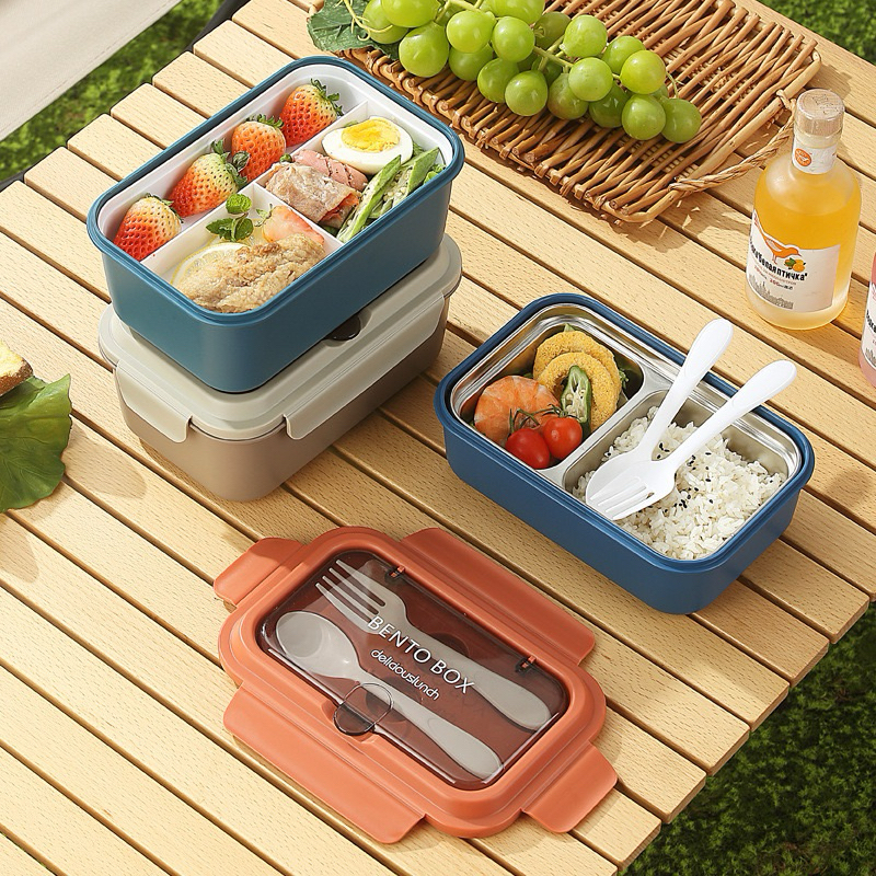 Hộp cơm Bento PP phong cách Scandinavian Hộp cơm với Nĩa & Muỗng Hộp cơm có lò vi sóng Hộp cơm Bento
