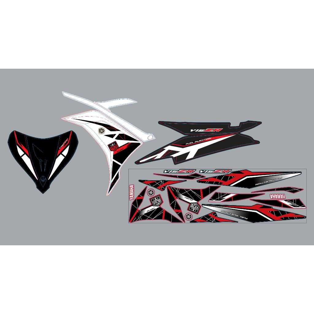 NHÃN DÁN TEM RỜI EXCITER 150 MẪU Y15ZR ĐỎ ĐEN CHO XE TRẮNG ĐEN DECAL 3 LỚP CHỐNG NUCOWS ĐỘ BÁM DÍNH 