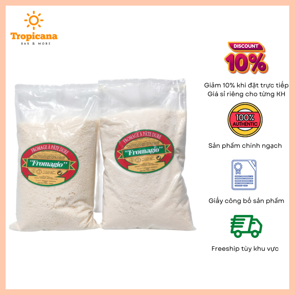 Phô mai bột Parmesan Cheese Fromagio (Ý) - Túi 1kg