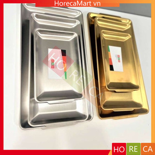 đĩa (dĩa) inox vàng cao cấp Hàn Quốc chữ nhật, khay inox trang trí trưng bày, đựng thức ăn, dụng y tế, Spa (nhiều size)