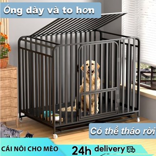 Chuồng Chó Vuông Inox Cao Cấp Size Đại Cho Thú Cưng Lồng Chó Ống Vuông Dày Dặn Chắc Chắn Có Bánh Xe,chuồng chó to