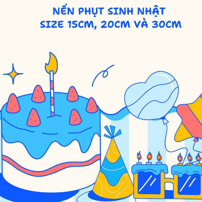 NẾN SINH NHẬT (6 CÂY) CÁC SIZE 15CM, 20CM & 30CM