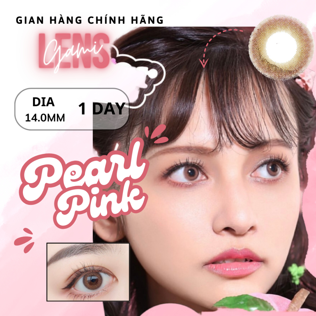 🌸 Lens 1 ngày 24h sử dụng PEARL PINK 14.0mm Nhật Bản - gamilens 🌸