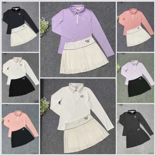 Sét thể thao nữ áo dài tay và chân váy xếp ly phom xinh lắm ak phù hợp chơi golf tennis pickleball đi chơi đều đẹp