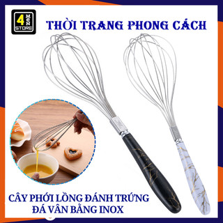 Phới Đánh Trứng, Trộn Bột,  Khuấy Cafe Tạo Bọt Tay Cầm Đá Vân Cao Cấp - Dụng Cụ Đánh Trứng INOX #