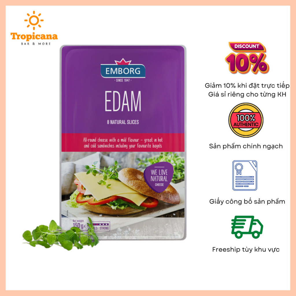 Phô mai lát Edam - Gói 150gr