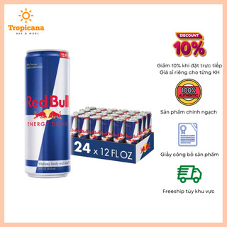 THÙNG Nước uống tăng lực Redbull Energy Drink - Red Bull nhập khẩu châu Âu - Thùng 24 lon 250ml