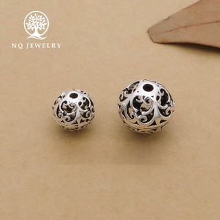 Charm bạc hạt châu khắc hoa văn