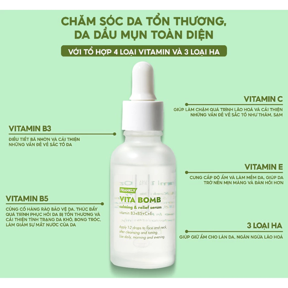 Tinh chất FRANKLY Closer Pore/Heyday Deep Hydrating/Sunday Glow Brightening and Tone Up/Vita Calming 30ml