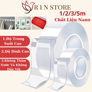 Băng Keo 2 Mặt Trong Suốt Dày 1mm Băng Dính 2 Mặt Siêu Dính Cho Nhiều Vật Dụng Dài 1 2 3 5M RIN