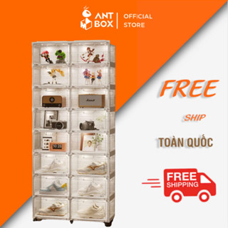 Tủ Giày Nhựa Cứng Trong Suốt Antbox, Kệ Để Giày Dép Size Lớn Chịu Lực 4kg, Tủ Thông Minh Gấp Gọn