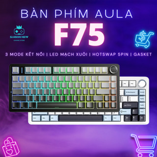 Bàn phím cơ không dây Aula F75 mạch xuôi - Hỗ trợ hotswap mạch 5pin - Có núm xoay tiện lợi