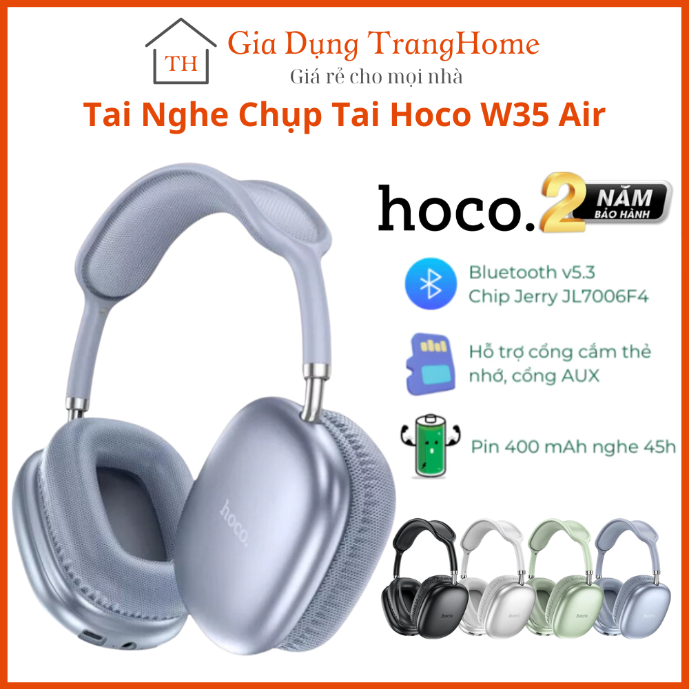 Tai Nghe Chụp Tai BLUETOOTH Hoco W35 Air, 45 giờ nghe nhạc, Full Size Kiểu Dáng Sang Trọng, Chống Ồn