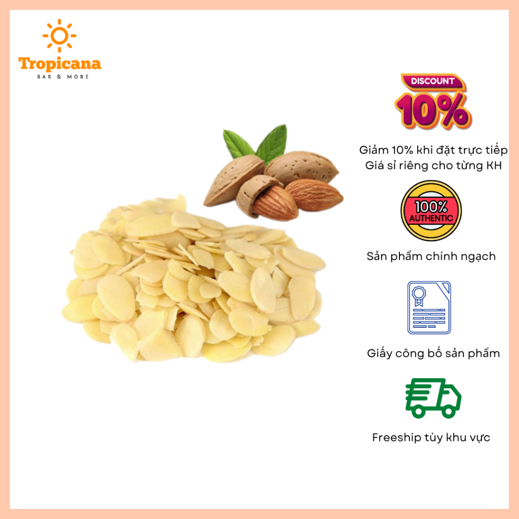 Hạnh nhân Mỹ Olam xắt lát - Túi 100g