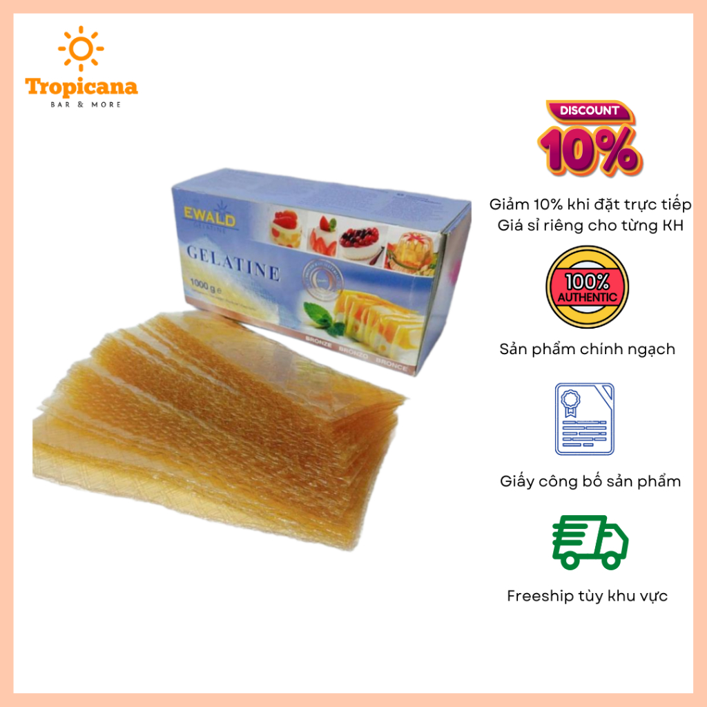 Gelatin Ewald dạng lá ⚡ HÀNG CAO CẤP ⚡ lá Gelatin giúp làm đông bánh kẹo