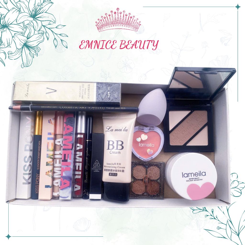 Bộ trang điểm 12 món đầy đủ đồ tặng mút makeup trang điểm cơ bản bộ makeup cá nhân nguyên set