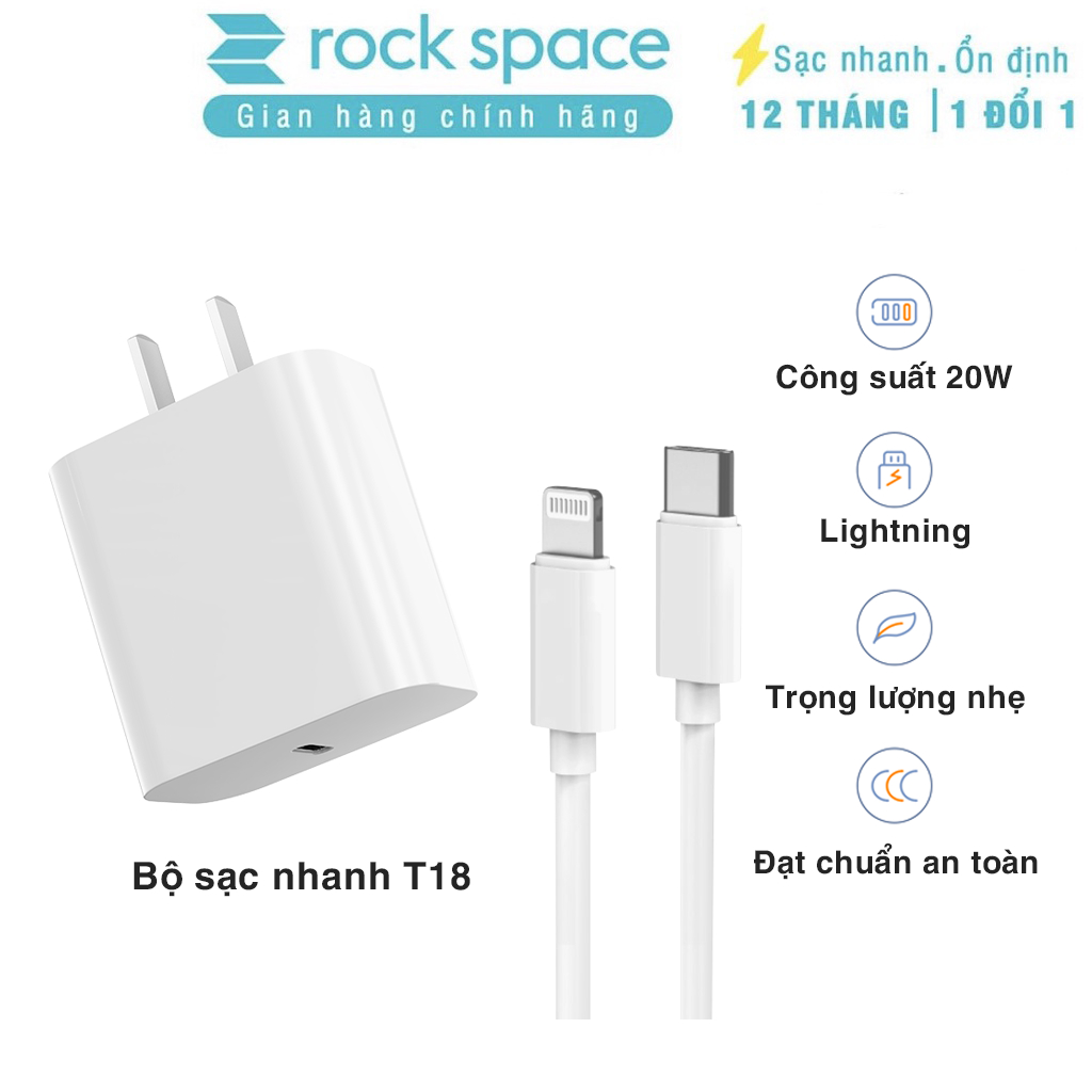 Bộ Sạc nhanh 20W Rockspace T18 hàng chính hãng bảo hành 12 tháng 1 đổi 1 | BigBuy360 - bigbuy360.vn
