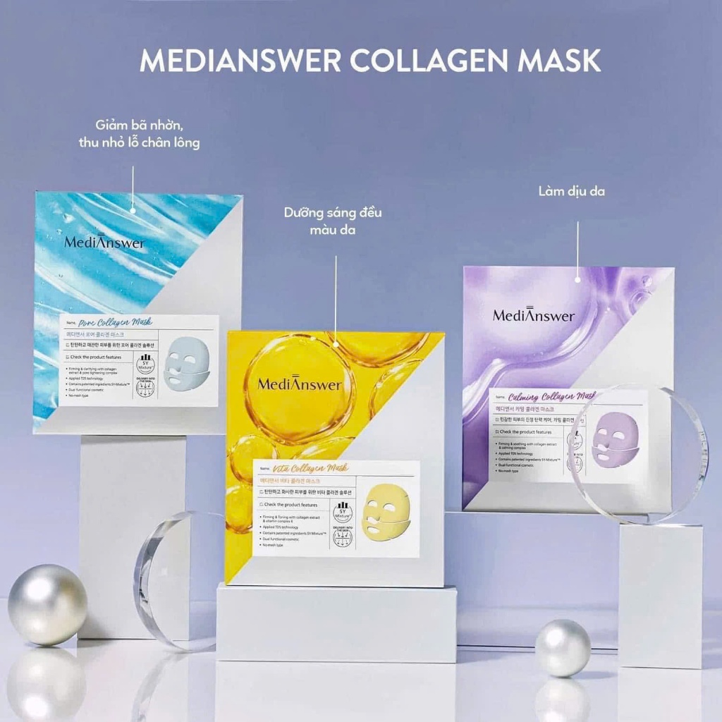 Mặt Nạ Thạch MediAnswer Collagen Mask Vàng Tím Xanh Cam Dưỡng Trắng Giảm Lão Hoá Da