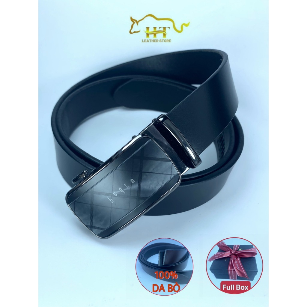 Thắt lưng nam HT LEATHER STORE – HT13 dây nịt nam da bò cao cấp từ nguyên tấm, mặt khóa tự động khôn
