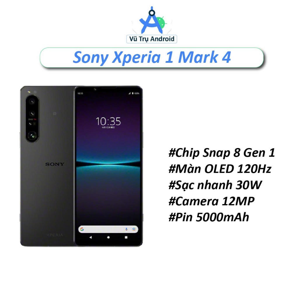 Điện thoại Sony Xperia 1 Mark IV (X1 Mark 4) RAM 12/256GB chip Snapdragon 8 Gen 1 màn 4K 120Hz pin 5