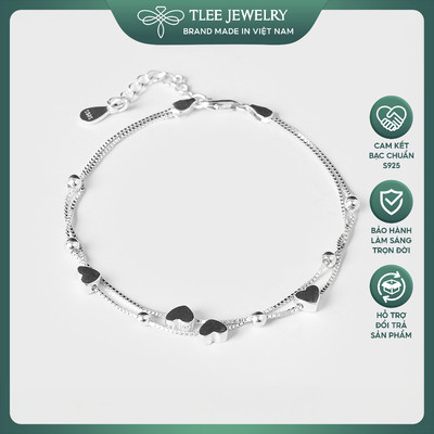 Lắc chân bạc TLEE trái tim sợi kép xinh xắn TLEE JEWELRY LC0101