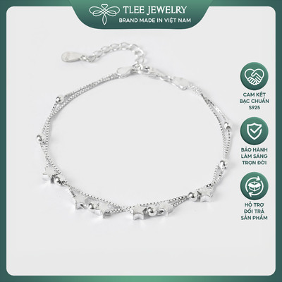 Lắc chân bạc nữ TLEE sợi kép ngôi sao lấp lánh TLEE JEWELRY LC0102