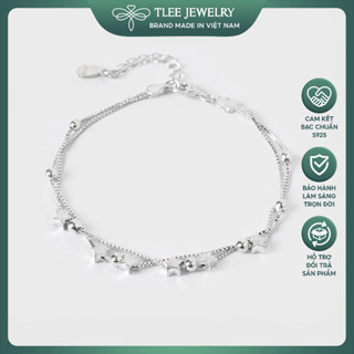 Lắc chân bạc nữ TLEE sợi kép ngôi sao lấp lánh TLEE JEWELRY LC0102