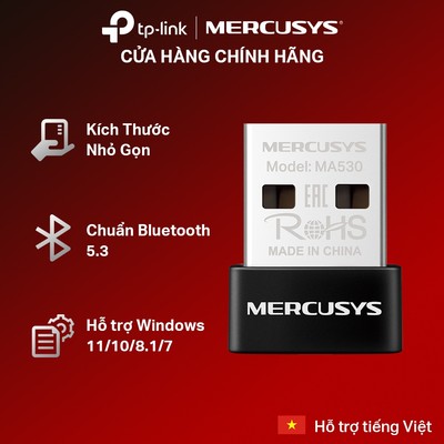 Bộ Chuyển Đổi Bluetooth USB Nano Mercusys MA530 Chuẩn Bluetooth 5.3 | USB nhỏ gọn đem lại kết nối bluetooth ổn định