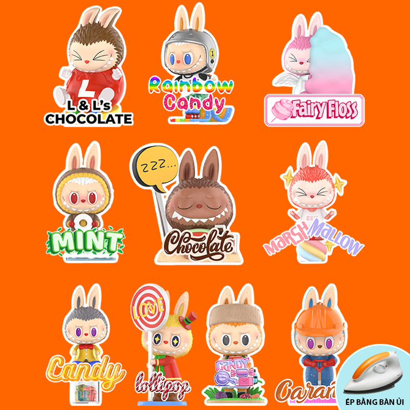 Hình ủi ép nhiệt Labubu sticker dán nhiệt Sticker ủi nhiệt lên vải Decal pet sticker dán nhiệt