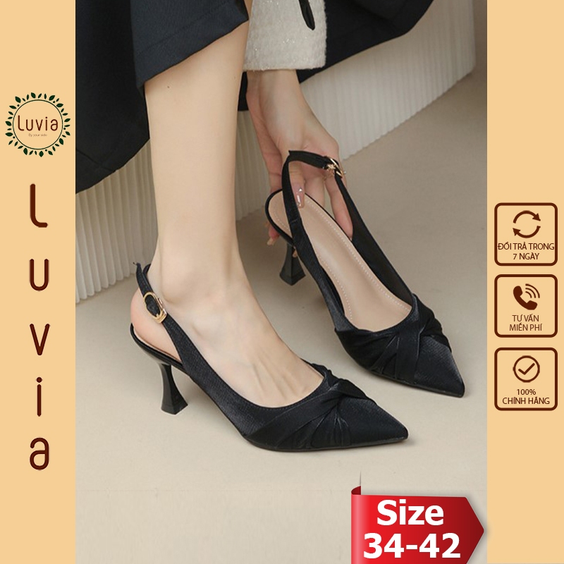 Giày cao gót 7 phân mũi nhọn thiết kế slingback thời trang Luvia X142CG
