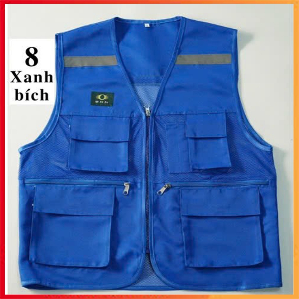 ÁO GHI LÊ  BẢO HỘ 6 TÚI PHẢN QUANG HÀN QUỐC, ÁO GHI LÊ PHẢN QUANG (MÀU XANH DƯƠNG), ÁO BẢO HỘ LAO ĐỘ