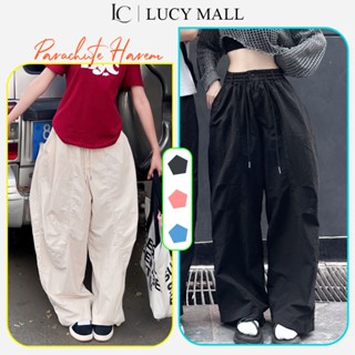 Quần Dài suông rộng Chất Kaki Gió Nhăn Parachute Pants Harem Lucy Mall Dáng Thụng Ống xuông Rộng Nam Nữ Unisex