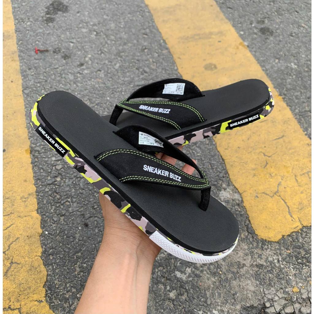Chính Hãng - Dép sneaker buzz đen viền camo