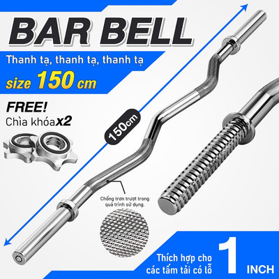 [MALL] - Thanh tạ cong 1,5M curved 2 loại phi 25/50 hỗ trợ tập luyện cơ tay trước và sau