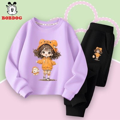 Set đồ bé gái BOBDOG, bộ thu đông bé gái chất cotton da cá ấm áp in hình CÔ GÁI cute MX-KS09 cho bé