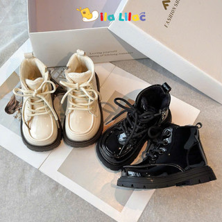  Giày Bốt Lót Lông Da Bóng Cho Bé Gái Giày Boot Phong Cách Hàn Ôm Chân Khoá Kéo Cho Bé  DDY687  