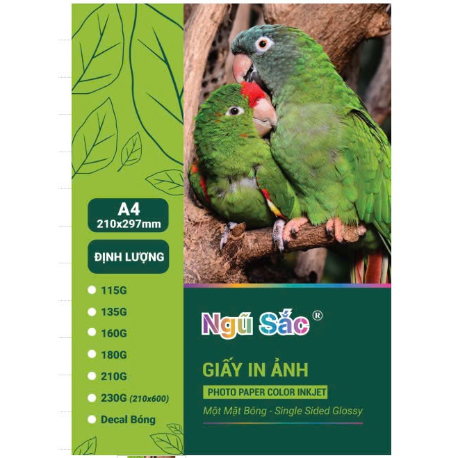Giấy in ảnh Ngũ Sắc A4 1 mặt 135gsm 100 tờ