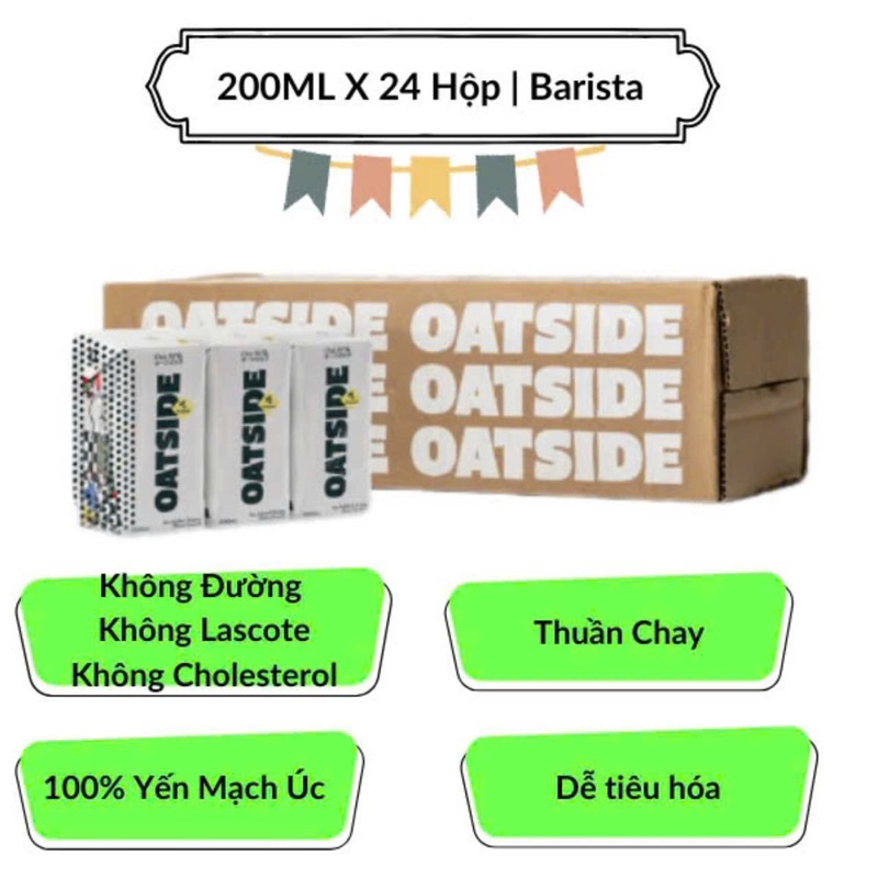 [Hoả tốc] 01 thùng 24 hộp 200ml Sữa yến mạch thuần chay không đường Oatside barista (hsd 6/2025)