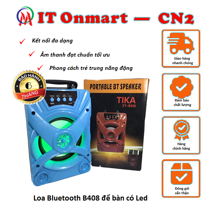 Loa bluetooth Tika B408 Kết nối đa dạng Thẻ Nhớ TF, chức năng USB, với radio, Bluetooth