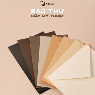 Bao thư giấy mỹ thuật cao cấp A5 A6 - giấy với nhiều chất vân khác nhau, định lượng 120gsm - STHM