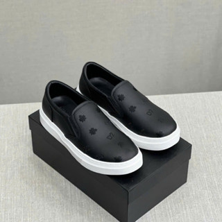 Giày Lười Nam DQS Bản Da Cao Cấp Đế Cao Su Chống Trơn Hoạ Tiết Thêu Lá Phong Cực Chất, Phong Cách Boy Phố