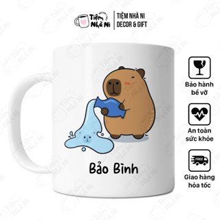 Ly sứ in hình Capybara 12 Cung Hoàng Đạo