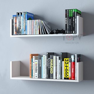 Giá sách treo tường kiêm kệ decor chữ U TopV kệ sách gỗ tủ để đựng đỡ kê vở cho bé nhỏ mini giá rẻ trắng TopV HCM