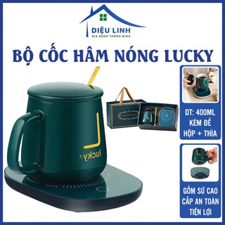 Bộ Cốc Hâm Nóng Đồ Uống Bằng Sứ, Bộ Ly Sứ Kèm Đế Điện Hâm Nóng Trà,Cafe,Hâm Sữa 400ML Dieulinhshop